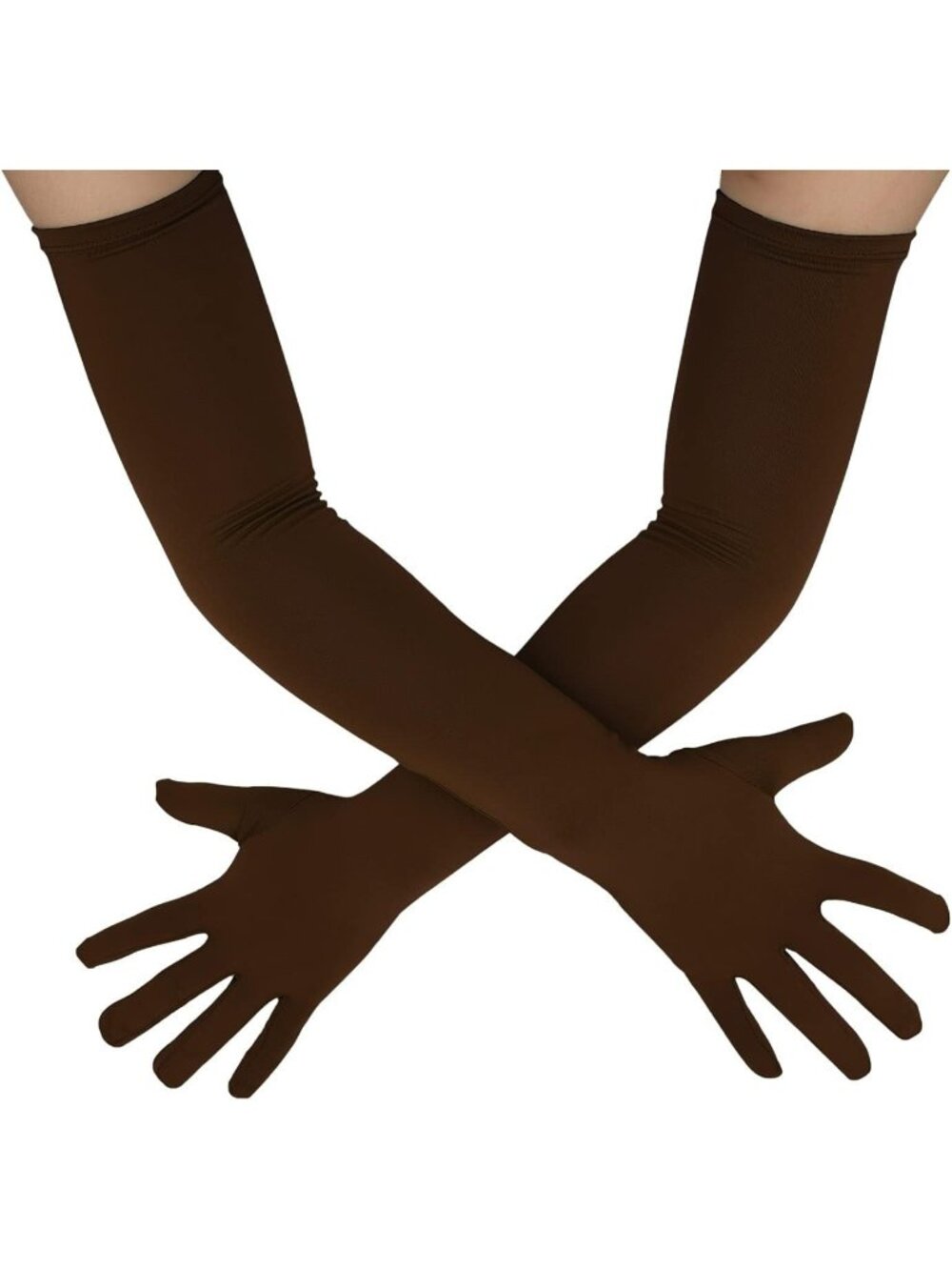 Men's And Women's Coffee Stretchy Costume Gloves Banquet Spandex Long Gloves